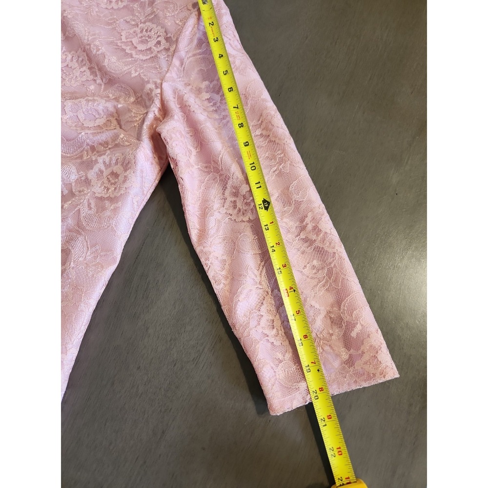 Vintage New Looks California Trendy Pink Lace Tonal Shift Dress Size 14P Floral - Picture 13 of 16